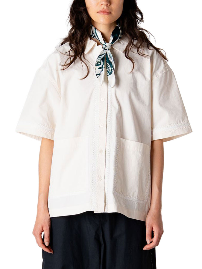 Woodbird Luna Line Short Sleeve Buttondown Shirt Spring 2026 | OFF WHITE