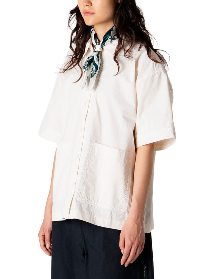 Woodbird Luna Line Short Sleeve Buttondown Shirt Spring 2026 | OFF WHITE