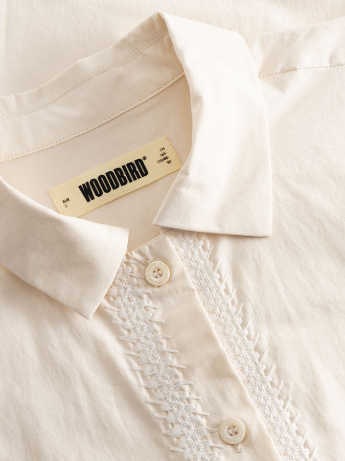 Woodbird Luna Line Short Sleeve Buttondown Shirt Spring 2026 | OFF WHITE
