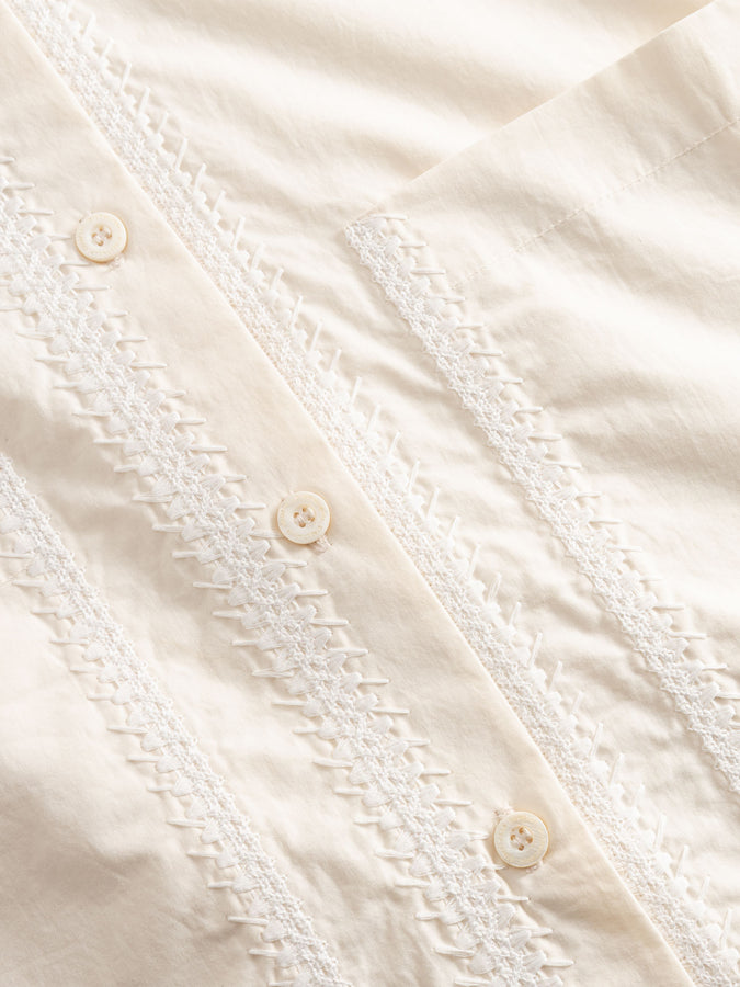 Woodbird Luna Line Short Sleeve Buttondown Shirt Spring 2026 | OFF WHITE