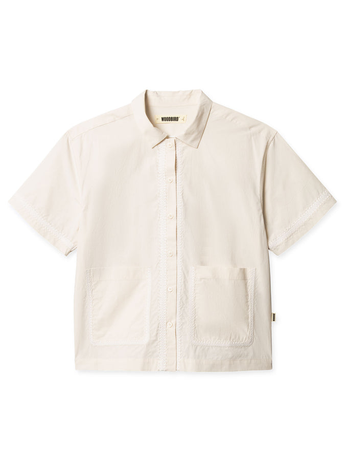 Woodbird Luna Line Short Sleeve Buttondown Shirt Spring 2026 | OFF WHITE