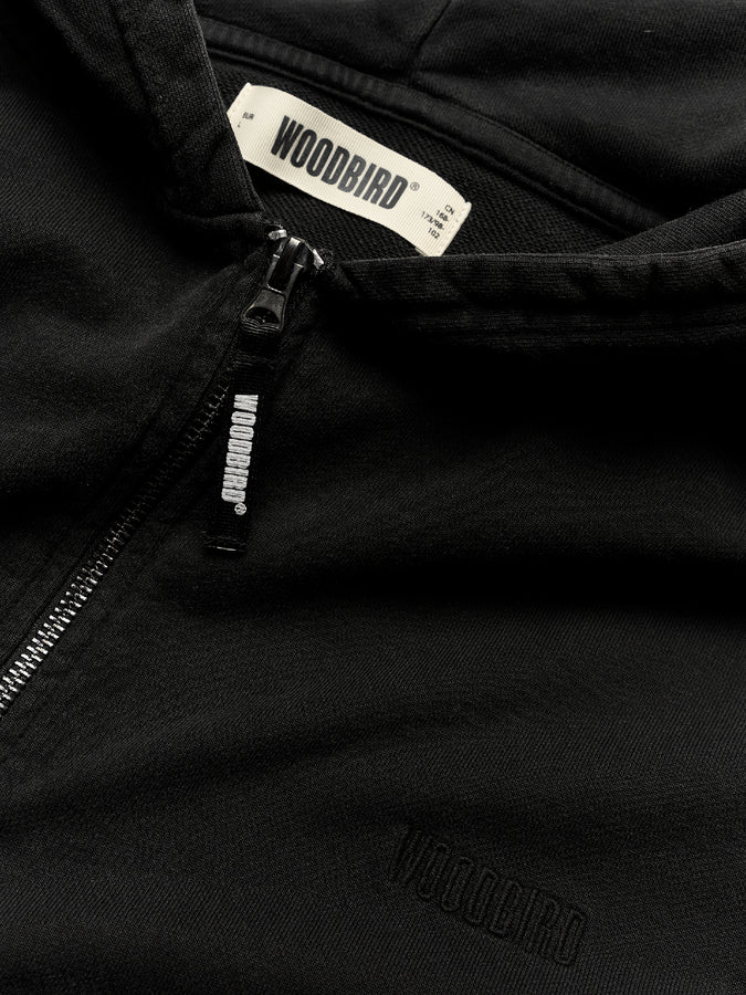 Woodbird Pacs Warp Acid Zip Hoodie Fall 2026 | WASHED BLACK