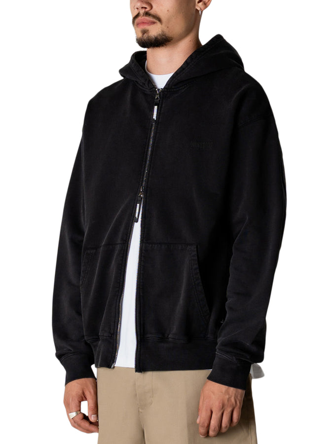 Woodbird Pacs Warp Acid Zip Hoodie Fall 2026 | WASHED BLACK