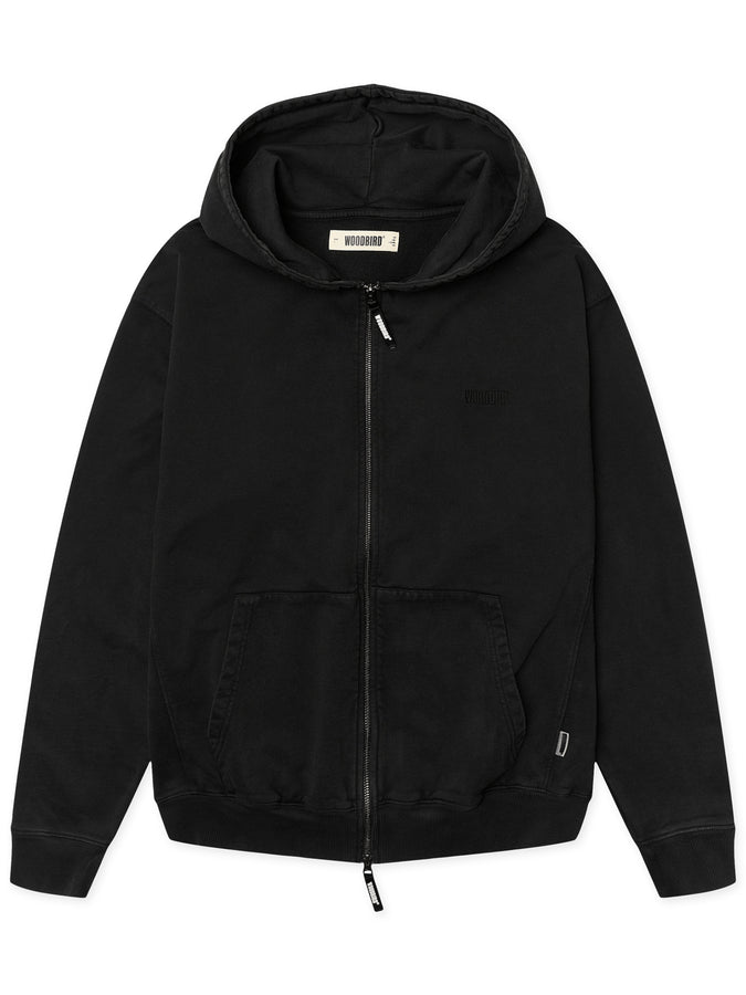 Woodbird Pacs Warp Acid Zip Hoodie Fall 2026 | WASHED BLACK