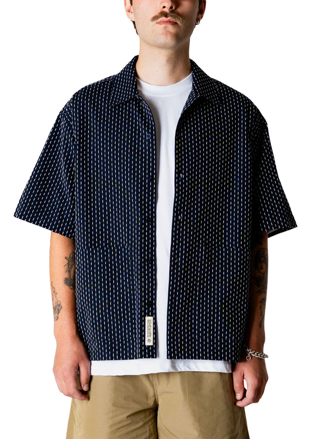 Woodbird Wang Shiko Short Sleeve Buttondown Shirt Spring 2026 | DARK NAVY