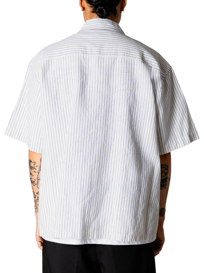 Woodbird Wang Tai Stripe S/S Buttondown Shirt Spring 2026 | WHITE STRIPE