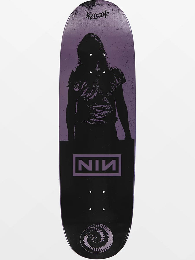 Welcome x Nine Inch Nails Burn 9.5 Old School Skateboard Deck | PURPLE/BLACK