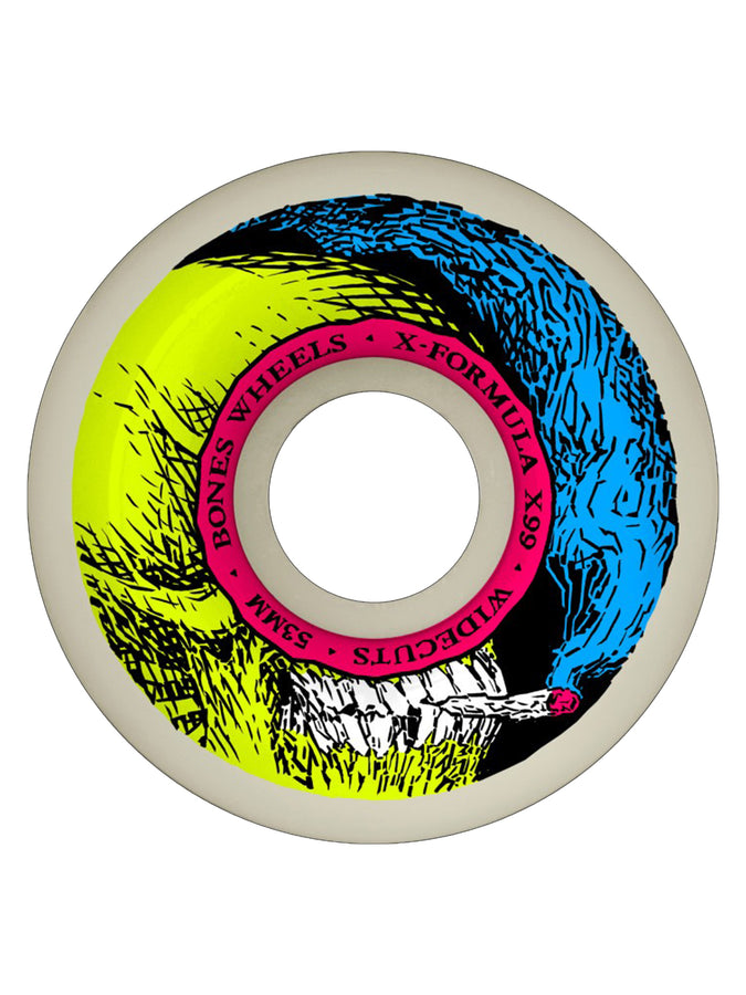 Bones X-Formula V6 Widecut Smokin Skull Skateboard Wheels | NATURAL