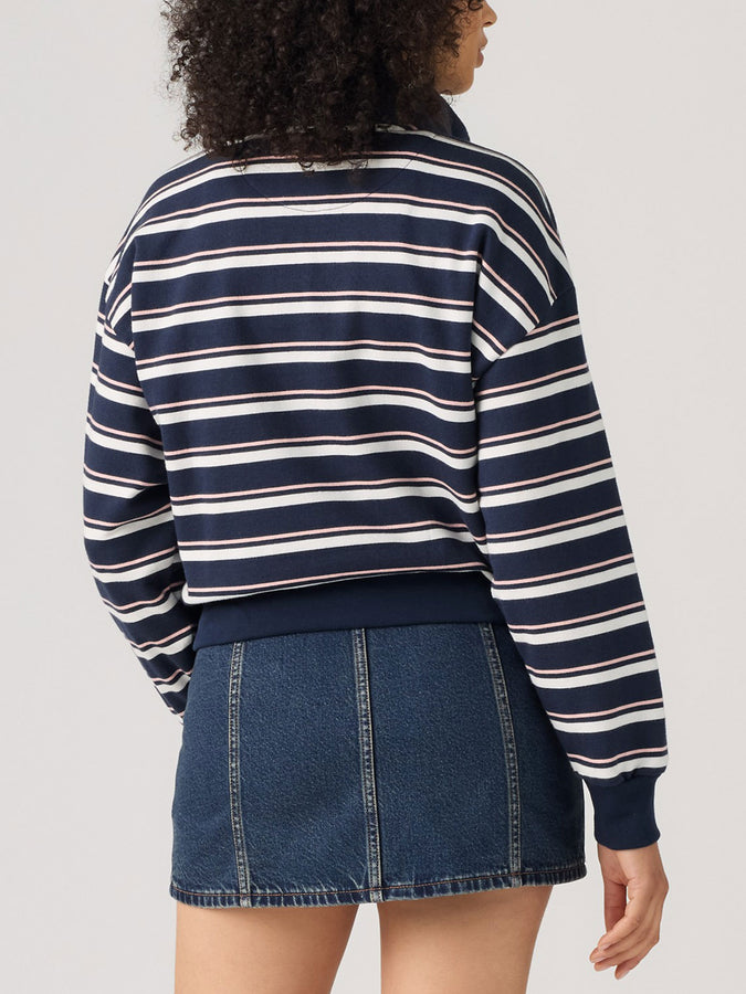 Levis Everyday Quarter Zip Ruby Stripe Navy Sweater Fall 2026 | NAVY BLAZER POWDER PINK (0011)