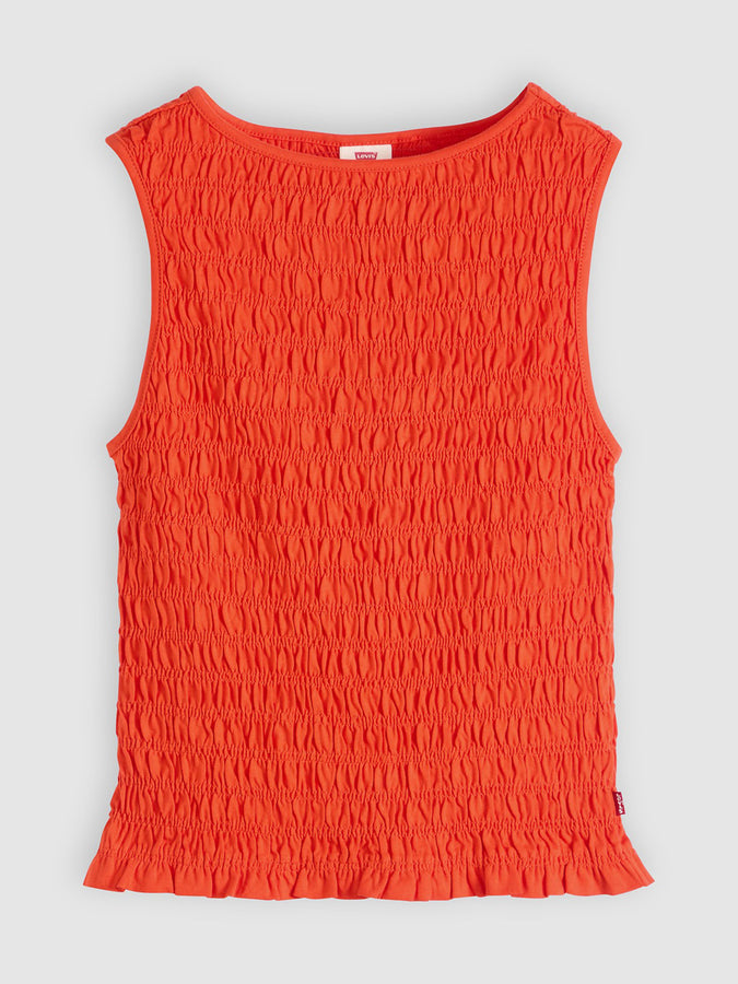 Levis Bella Smocked Signal Red Tank Top Summer 2026 | SIGNAL RED (0005)