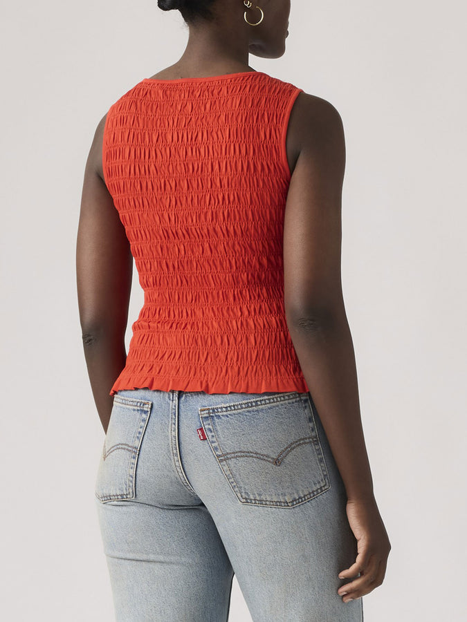 Levis Bella Smocked Signal Red Tank Top Summer 2026 | SIGNAL RED (0005)