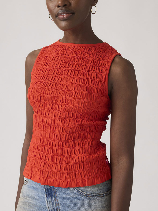 Levis Bella Smocked Signal Red Tank Top Summer 2026 | SIGNAL RED (0005)