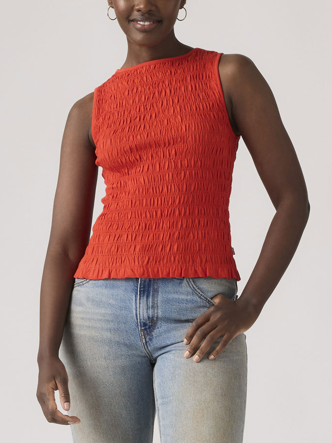 Levis Bella Smocked Signal Red Tank Top Summer 2026 | SIGNAL RED (0005)