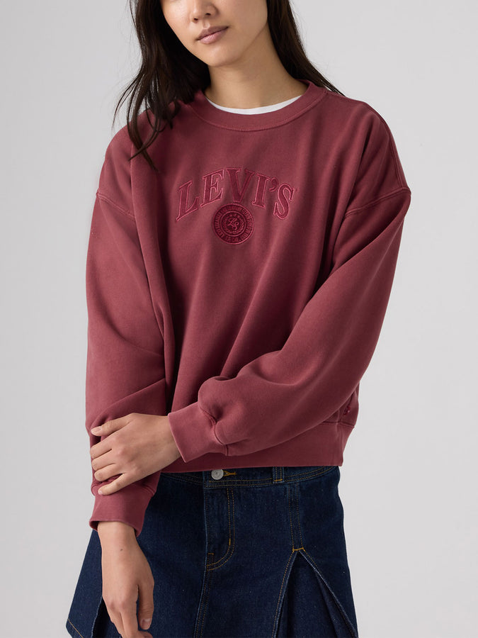 Levis Vintage Boxy Satin Crewneck Sweatshirt Fall 2026 | WARM CABERNET (0019)
