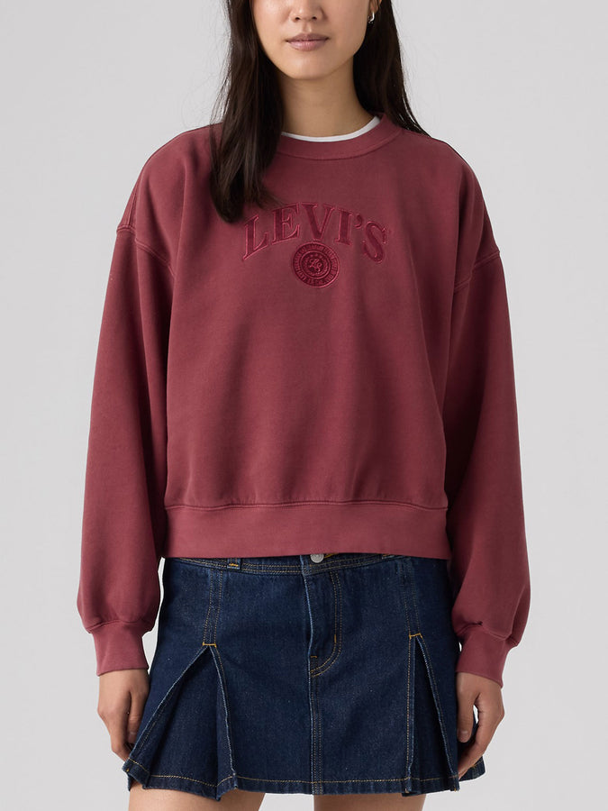 Levis Vintage Boxy Satin Crewneck Sweatshirt Fall 2026 | WARM CABERNET (0019)