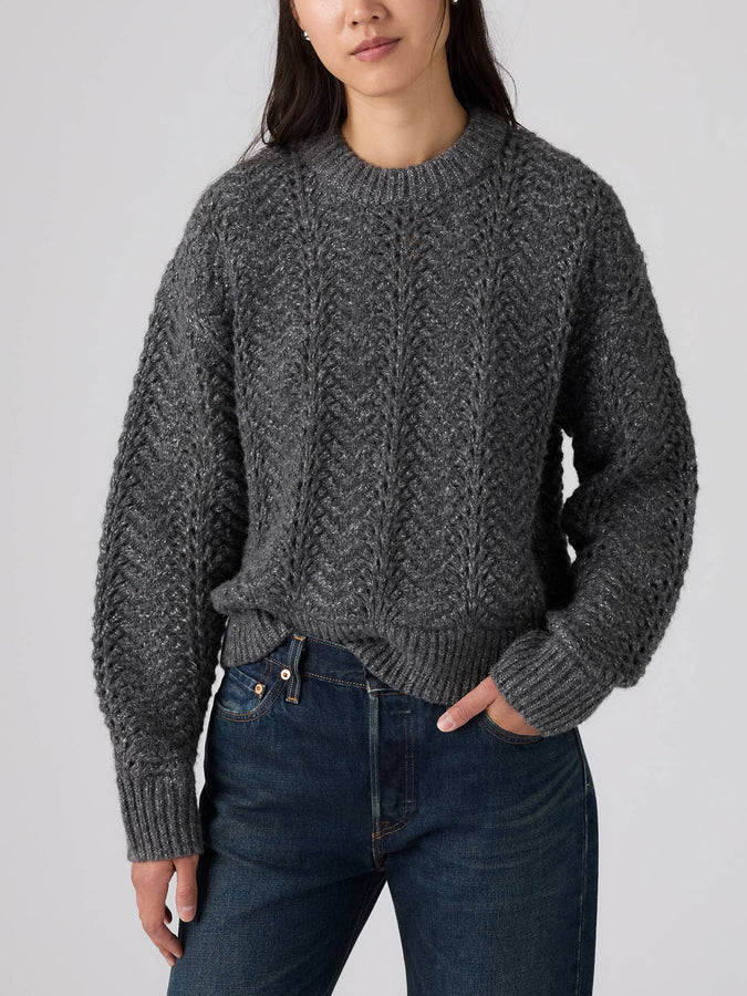 Levis Charlotte Pointelle Dark Charcoal Sweater Fall 2026 | DARK CHARCOAL HEATHER (0005)