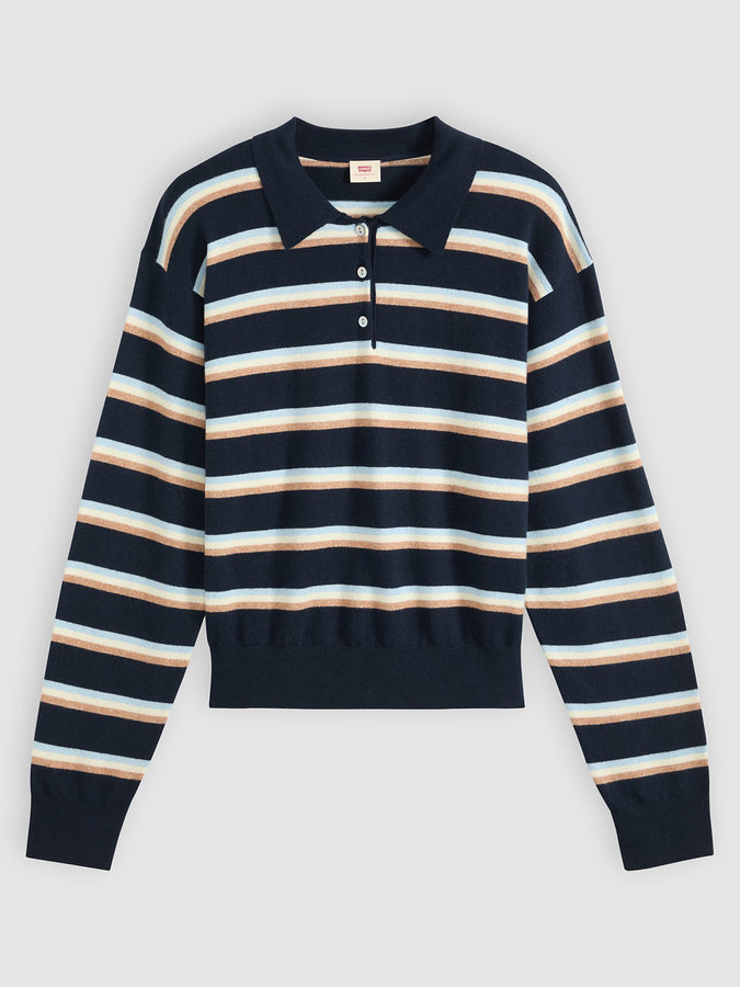 Levis Super Soft Jade Stripe Navy Blazer L/S Polo Fall 2026 | NAVY BLAZER (0003)