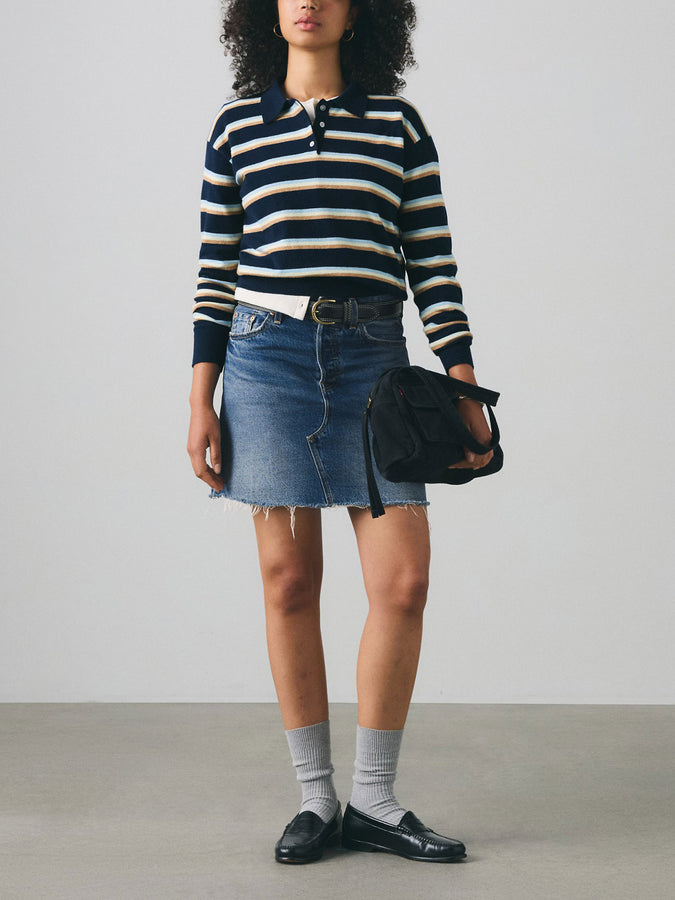 Levis Super Soft Jade Stripe Navy Blazer L/S Polo Fall 2026 | NAVY BLAZER (0003)