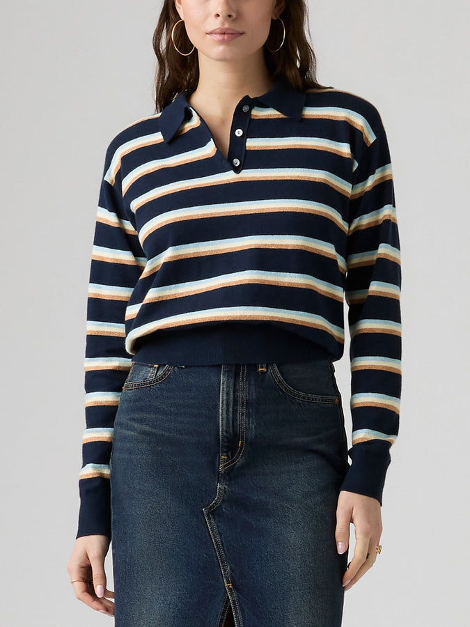 Levis Super Soft Jade Stripe Navy Blazer L/S Polo Fall 2026 | NAVY BLAZER (0003)