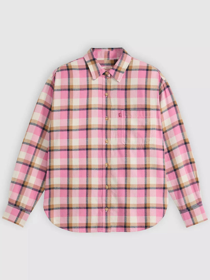 Levi's Nash Flannel Eliana Plaid Rose Sauvage Long Sleeve Buttondown Shirt Fall 2026 | TAMELESS ROSE (0002)
