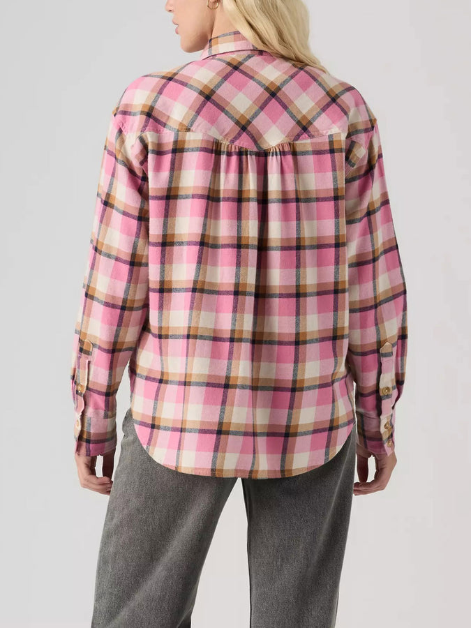 Levi's Nash Flannel Eliana Plaid Rose Sauvage Long Sleeve Buttondown Shirt Fall 2026 | TAMELESS ROSE (0002)