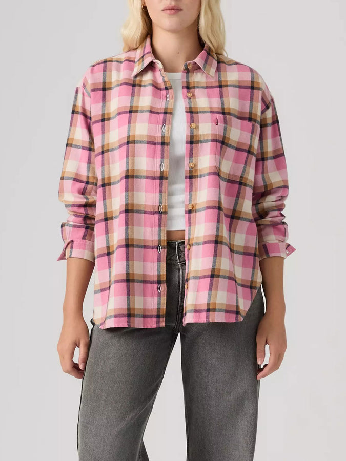 Levi's Nash Flannel Eliana Plaid Rose Sauvage Long Sleeve Buttondown Shirt Fall 2026 | TAMELESS ROSE (0002)