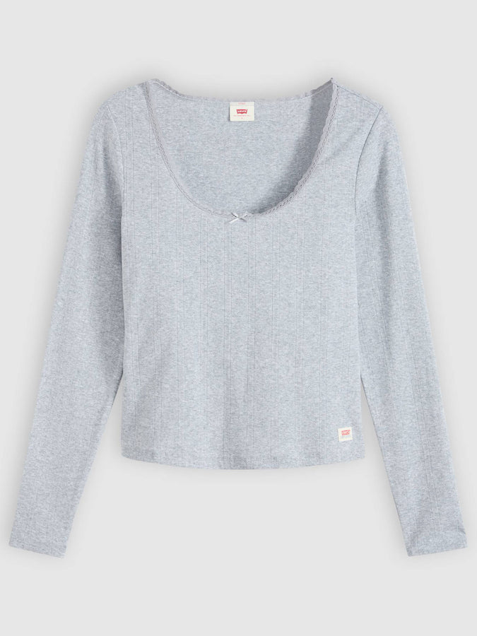 Levis Dry Goods Pointelle Lace Heather Gray T-Shirt Fall 2026 | SILVER HEATHER GRAY (0004)