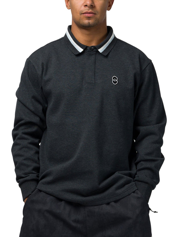 Souvenir Waffle Rugby Long Sleeve Polo Fall 2026 | MIXED BLACK