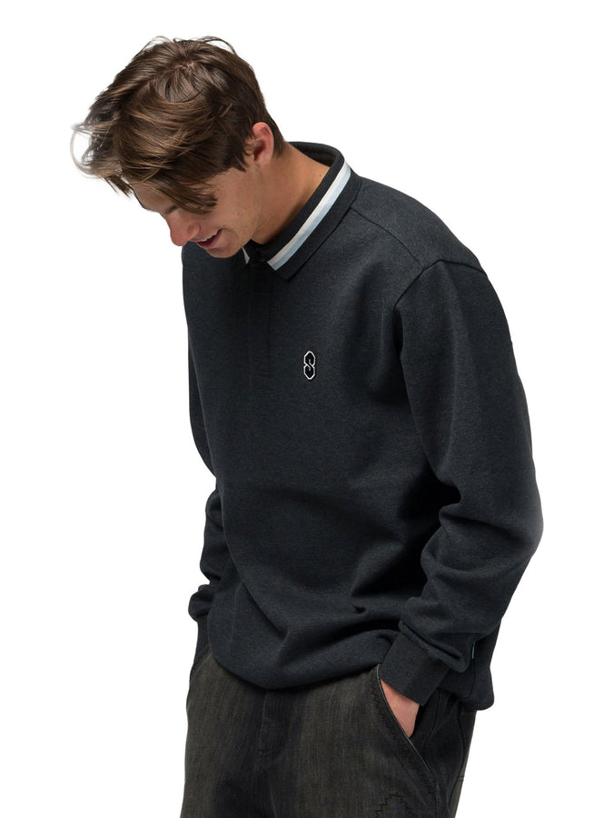 Souvenir Waffle Rugby Long Sleeve Polo Fall 2026 | MIXED BLACK