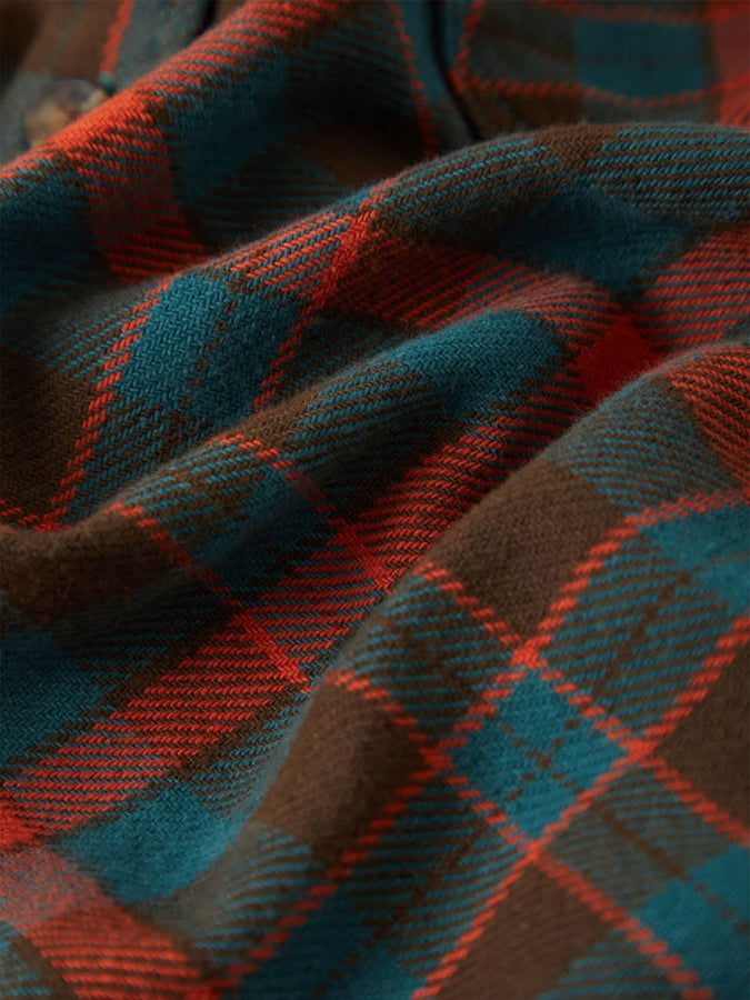 Brixton Bowery Flannel Long Sleeve Buttondown Shirt Fall 2026 | WALNUT BROWN/ULTRAMARINE