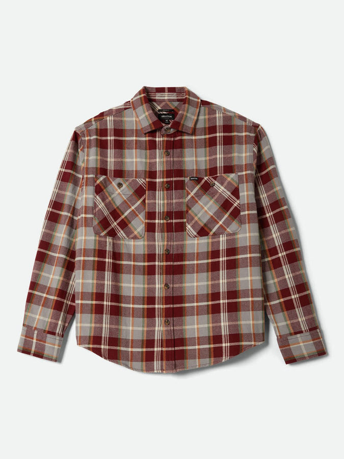 Brixton Vintage Wash Flannel Long Sleeve Buttondown Shirt Holiday 2025 | MAROON RED/BEIGE/GREEN