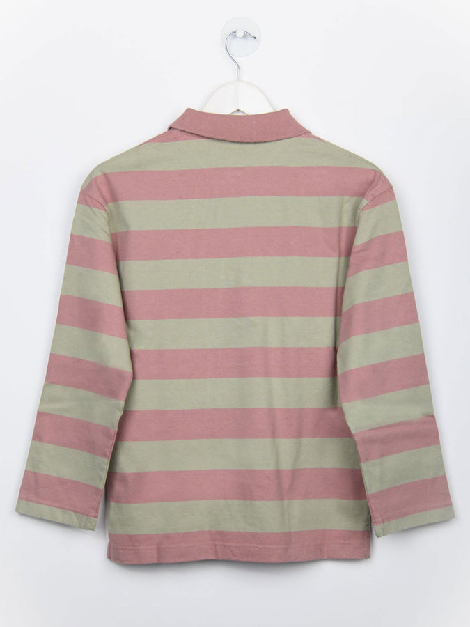 24 Colours Pink Striped Long Sleeve Polo Spring 2026 | STRIPED PINK