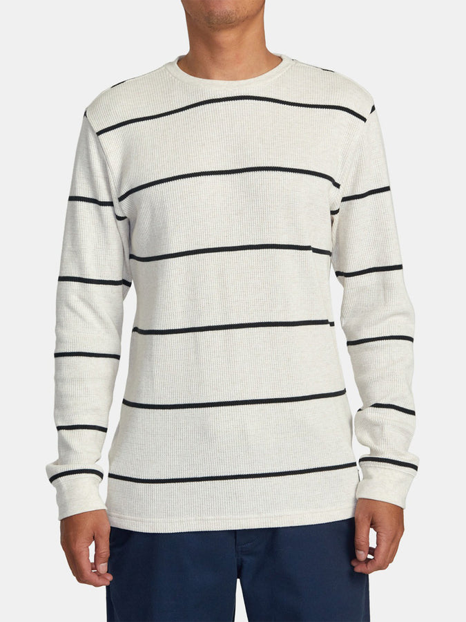 RVCA Day Shift Thermal Stripe Long Sleeve T-Shirt | OATMEAL (OAT)