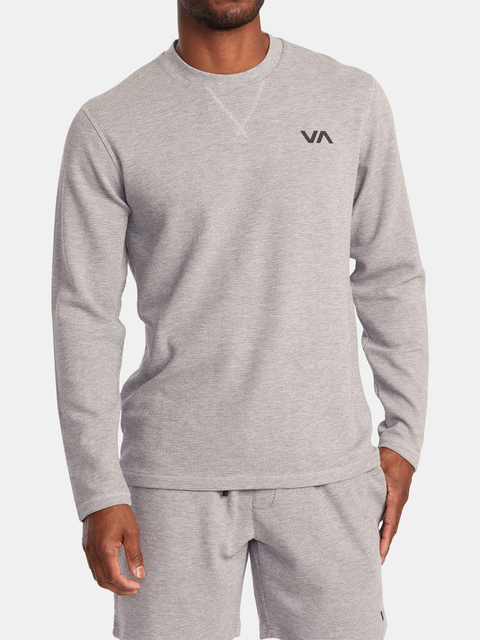 RVCA VA Cable Waffle Long Sleeve T-Shirt Spring 2024 | HEATHER GREY (HGR)