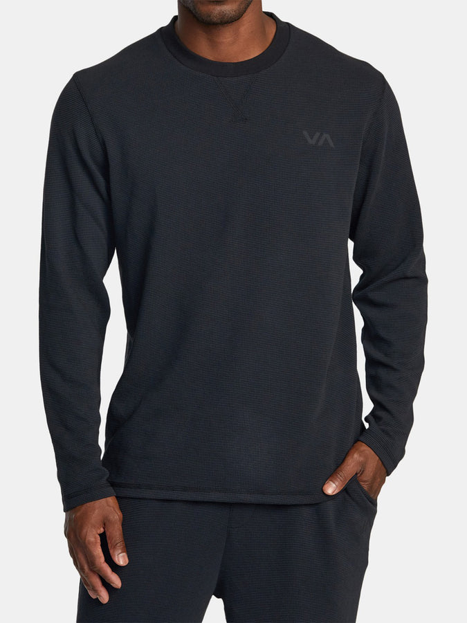 RVCA VA Cable Waffle Long Sleeve T-Shirt | BLACK (BLK)