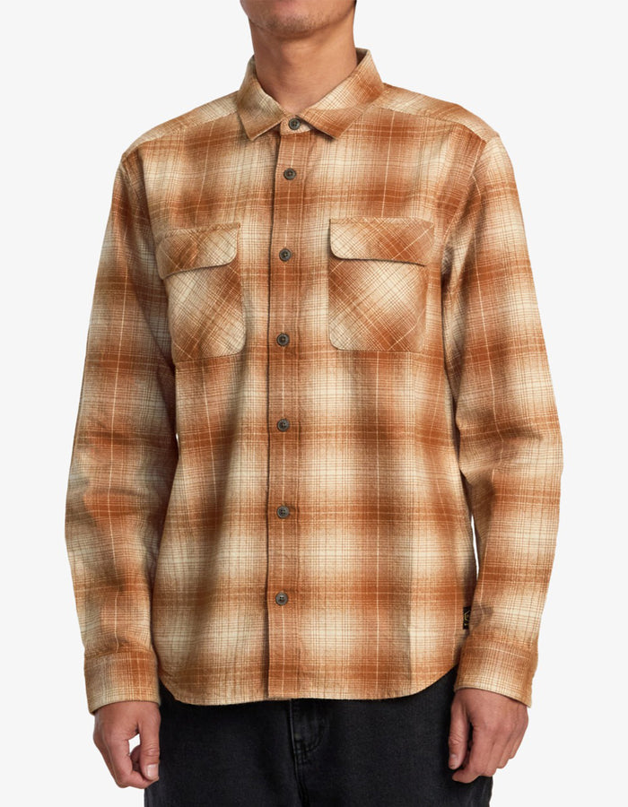 RVCA Dayshift Flannel L/S Buttondown Shirt Spring 2024 | ADOBE (CNJ0)
