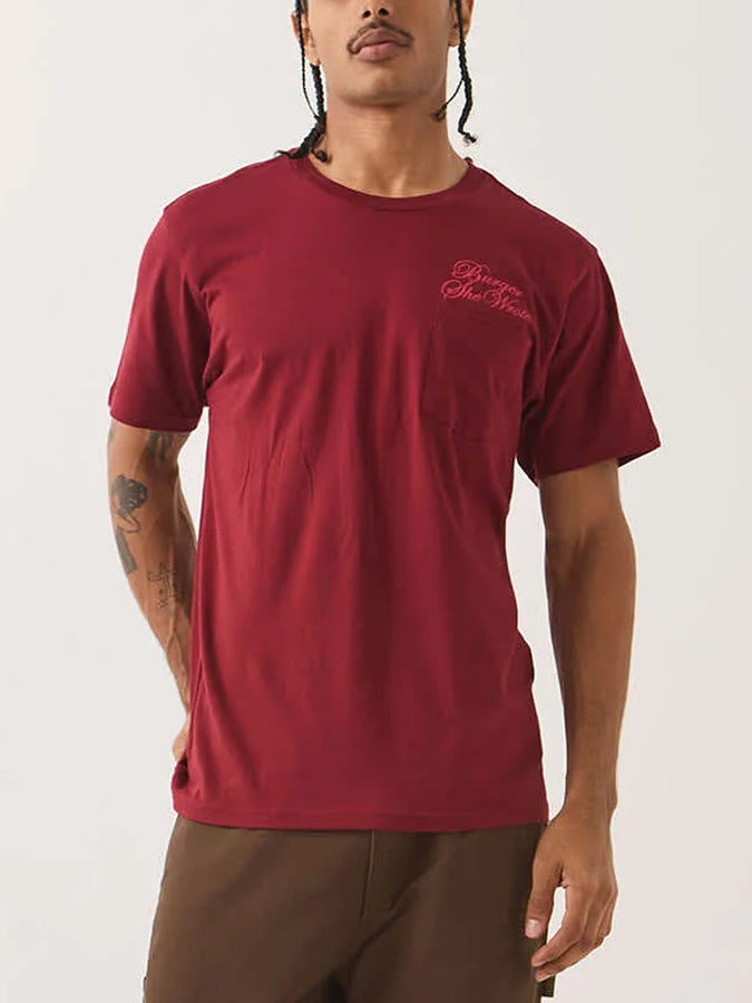 Brixton Burger She Wrote Pocket T-Shirt Fall 2026 | BURGUNDY