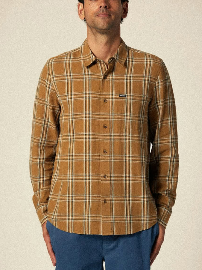 Brixton Charter Linen Blend Long Sleeve Buttondown Shirt 2025 | WASHED COPPER/WHITECAP PLAID