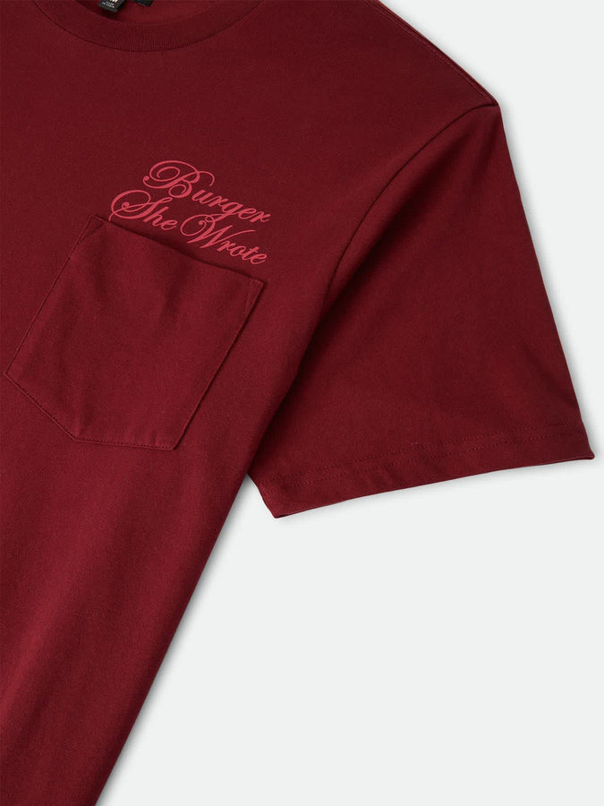 Brixton Burger She Wrote Pocket T-Shirt Fall 2026 | BURGUNDY