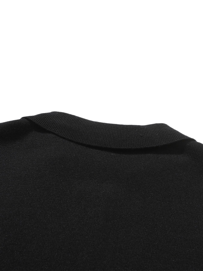 Hélas Bundy Full Zip Long Sleeve Polo Spring 2024 | BLACK