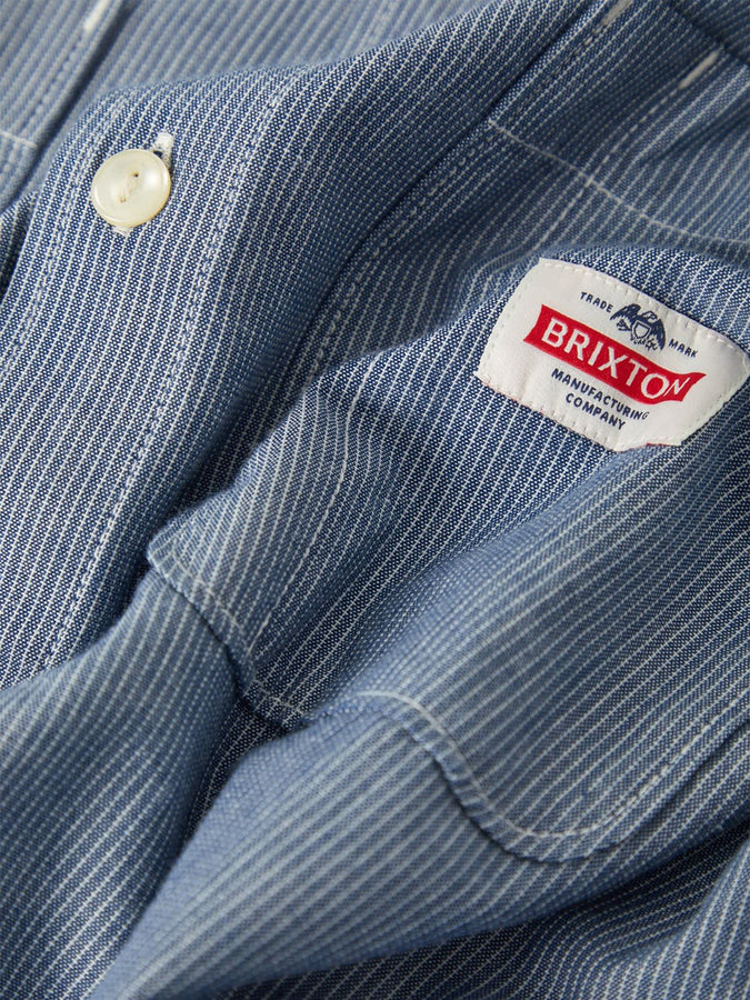 Brixton Trademark Blue Chambray Micro Stripe L/S Buttondown Shirt Fall 2026 | BLUE CHAMBRAY MICRO STRIPE