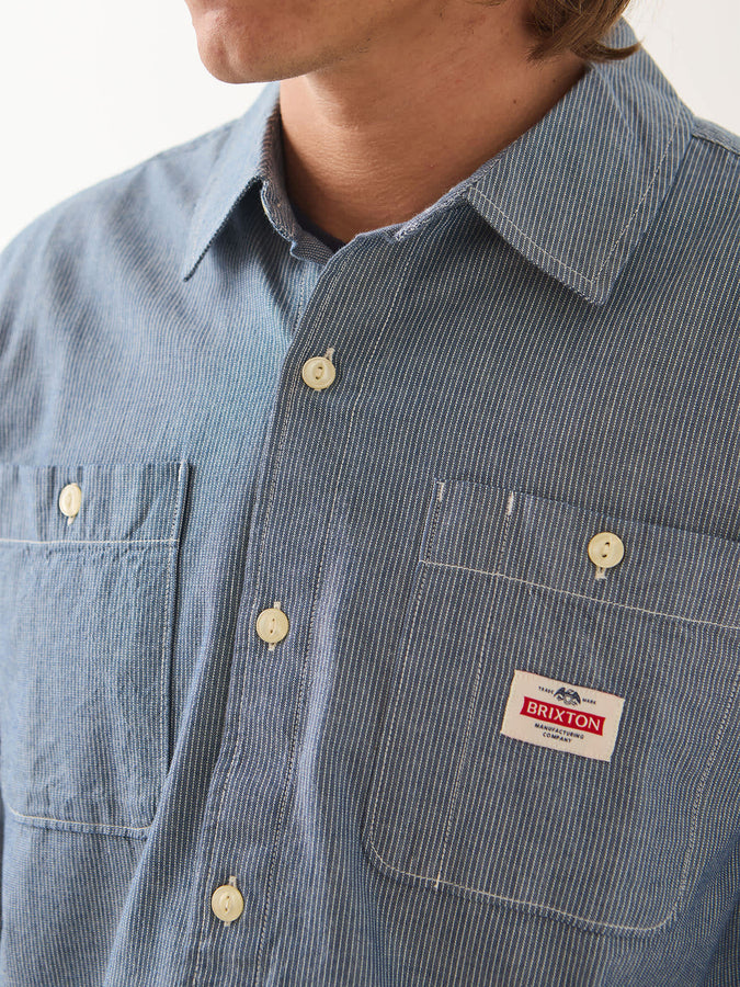 Brixton Trademark Blue Chambray Micro Stripe L/S Buttondown Shirt Fall 2026 | BLUE CHAMBRAY MICRO STRIPE