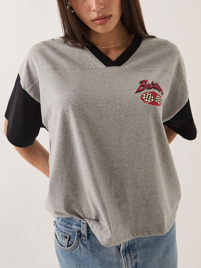 Brixton Winners Circle Boxy Football T-Shirt Fall 2026 | HEATHER GREY/BLACK