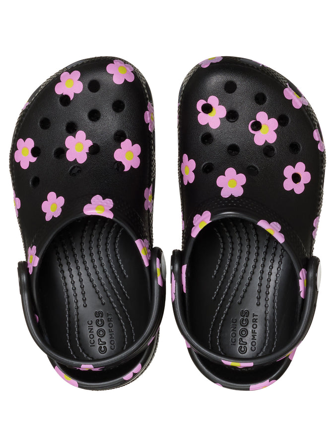 Crocs Classic Flower Clog Black Shoes Spring 2026 | BLACK (001)