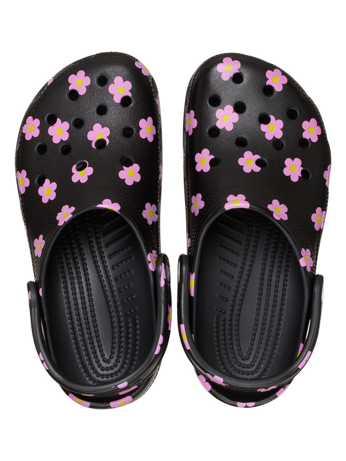 Crocs Classic Flower Clog Black Shoes Spring 2026 | BLACK (001)