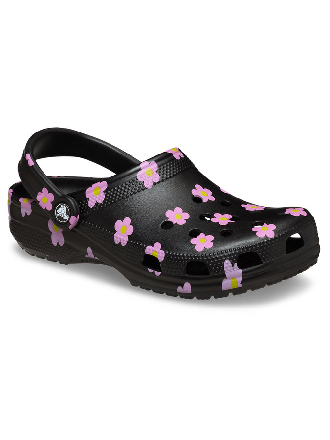 Crocs Classic Flower Clog Black Shoes Spring 2026 | BLACK (001)