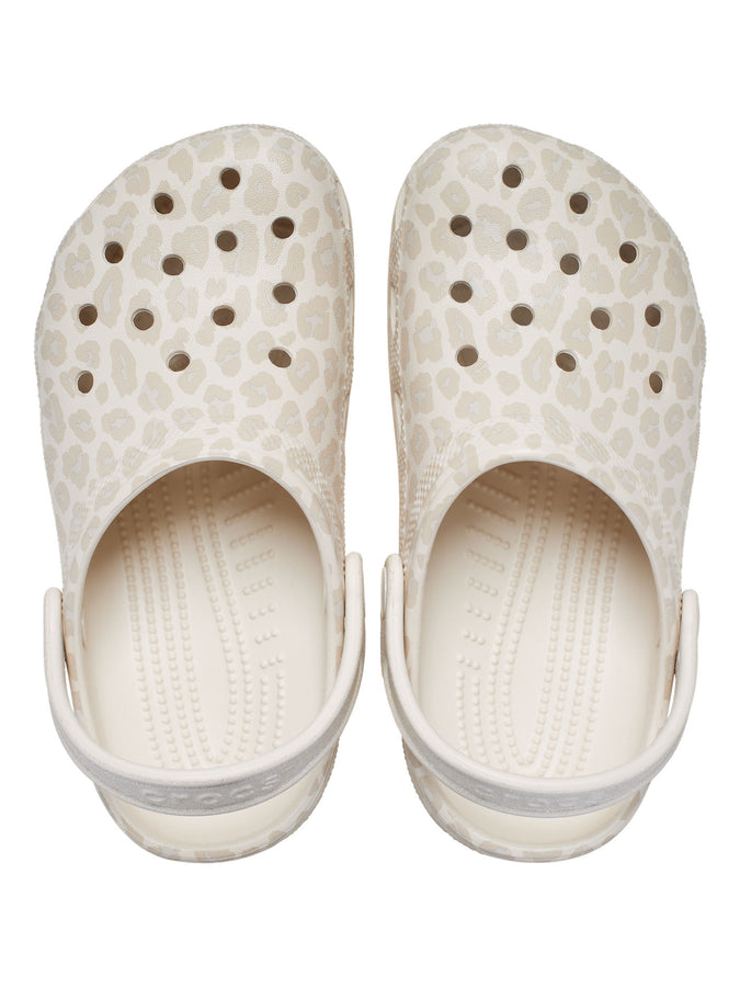 Crocs Classic Animal Glitter Clog Almond Shoes Spring 2026 | ALMOND TINT/LEOPARD (0RH)