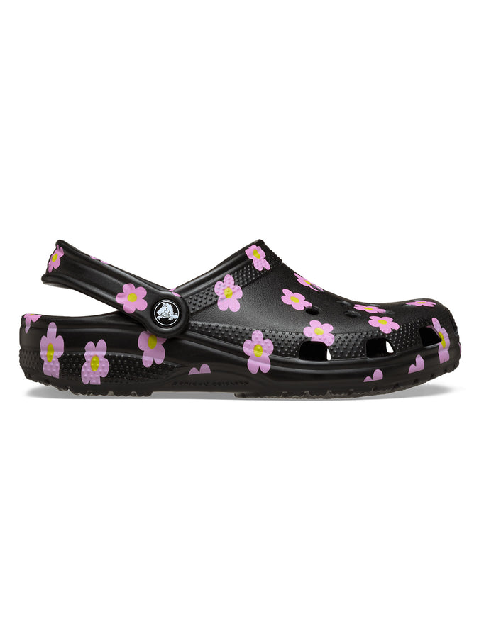 Crocs Classic Flower Clog Black Shoes Spring 2026 | BLACK (001)