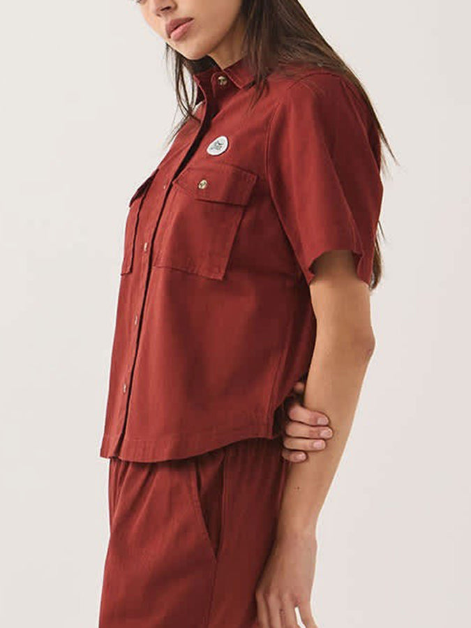 Brixton Mechanics Short Sleeve Buttondown Shirt Fall 2026 | DARK BRICK