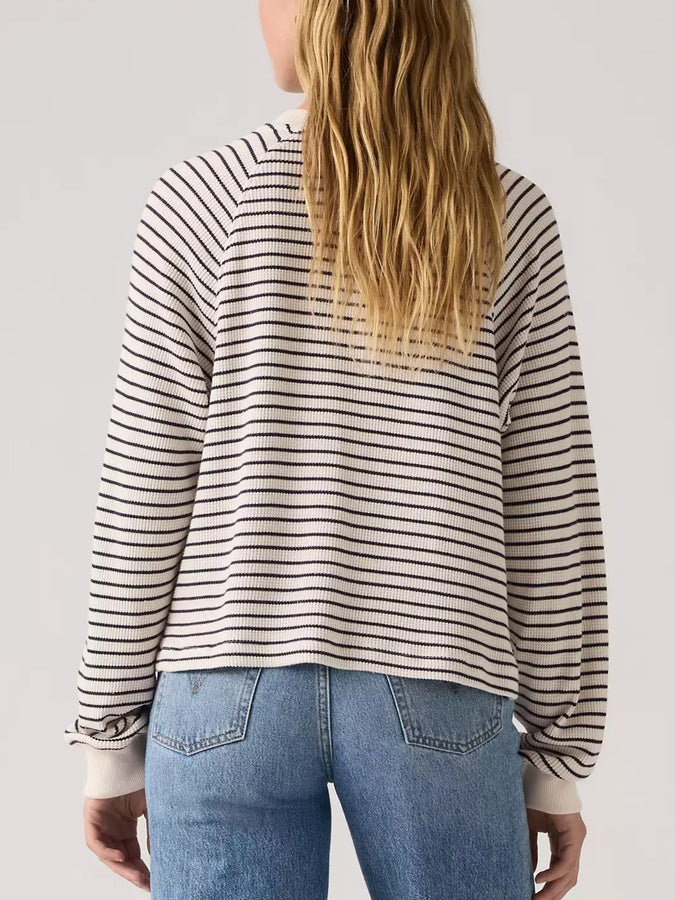 Levis Lassen Henley Brandy Stripe Marine Blazer Aigrette Long Sleeve T-Shirt Fall 2026 | NAVY BLAZER EGRET (0020)
